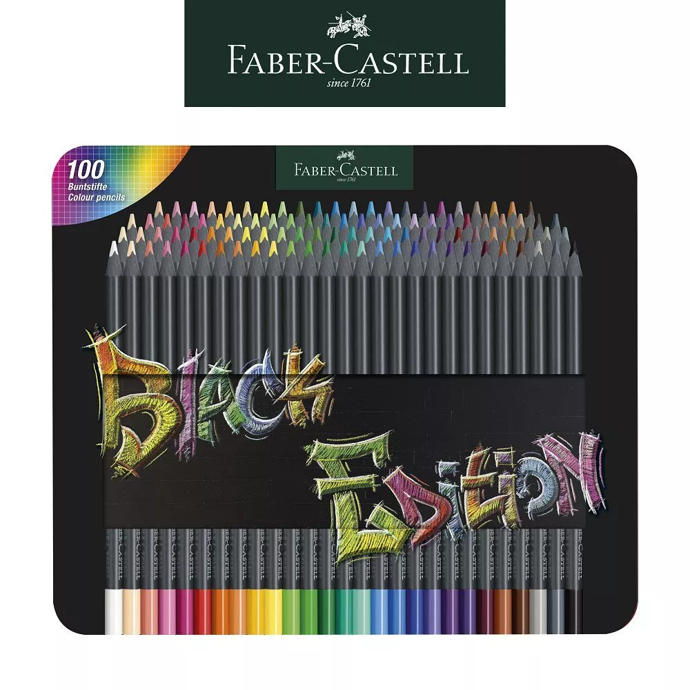 【Faber-Castell】黑旋風極軟油性色鉛筆100色/鐵盒裝 黑紙上創作顯色極佳 台灣輝柏✿50B004